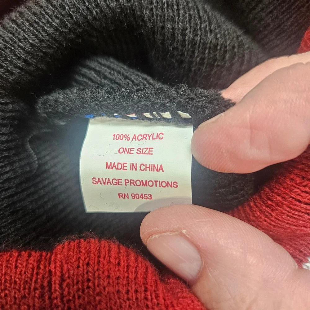 Delta Sigma Theta Sorority Beanie Hat Black Red White Pom Cuffed Knit Cap DST